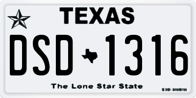 TX license plate DSD1316