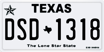 TX license plate DSD1318