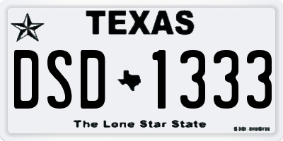 TX license plate DSD1333