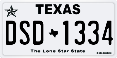 TX license plate DSD1334