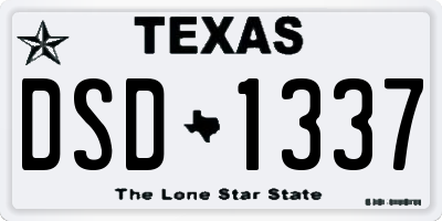 TX license plate DSD1337