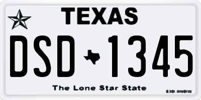 TX license plate DSD1345