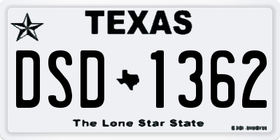 TX license plate DSD1362