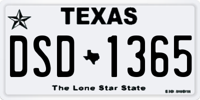 TX license plate DSD1365