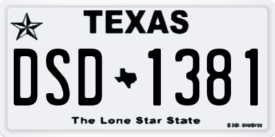 TX license plate DSD1381