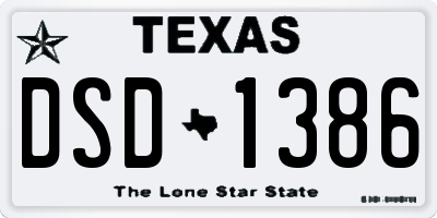 TX license plate DSD1386