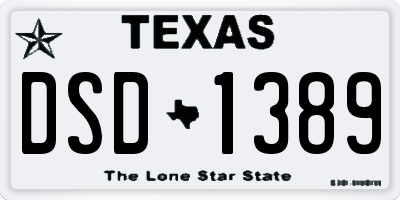 TX license plate DSD1389