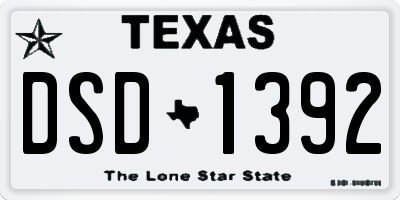 TX license plate DSD1392