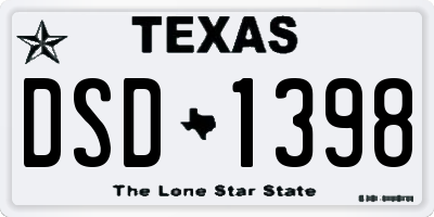 TX license plate DSD1398