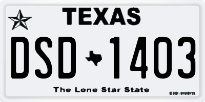 TX license plate DSD1403