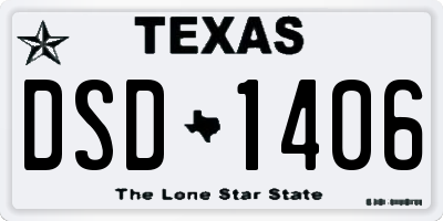 TX license plate DSD1406