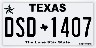 TX license plate DSD1407