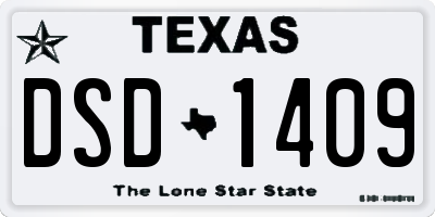 TX license plate DSD1409