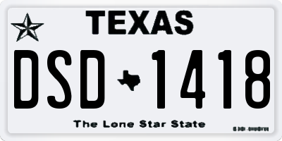 TX license plate DSD1418