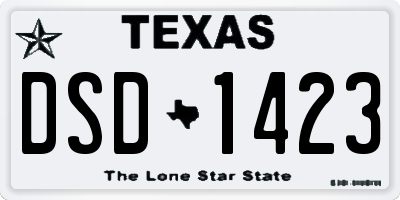 TX license plate DSD1423