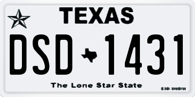 TX license plate DSD1431