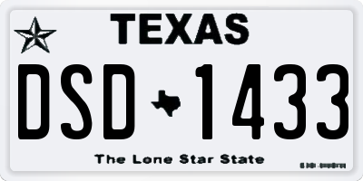 TX license plate DSD1433