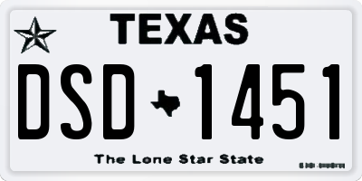 TX license plate DSD1451