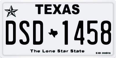 TX license plate DSD1458