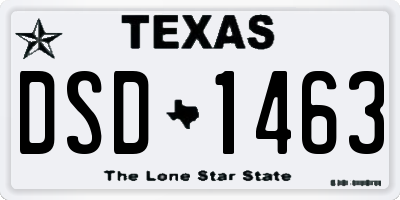 TX license plate DSD1463