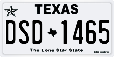 TX license plate DSD1465