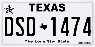 TX license plate DSD1474