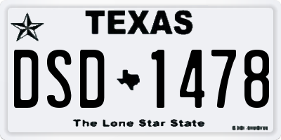 TX license plate DSD1478