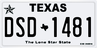 TX license plate DSD1481