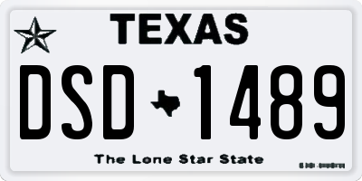 TX license plate DSD1489