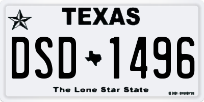 TX license plate DSD1496