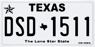 TX license plate DSD1511