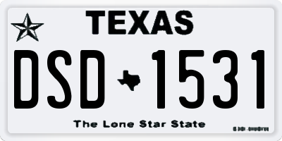 TX license plate DSD1531