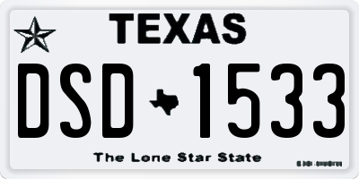 TX license plate DSD1533