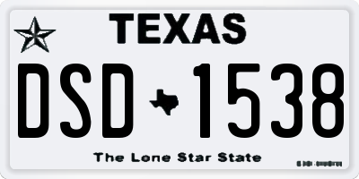 TX license plate DSD1538