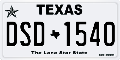 TX license plate DSD1540