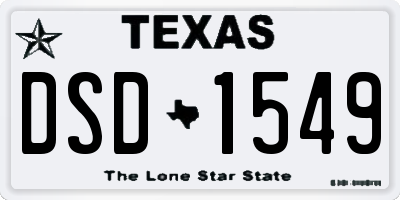 TX license plate DSD1549