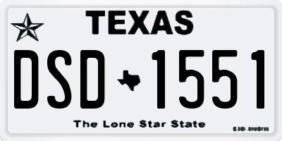 TX license plate DSD1551