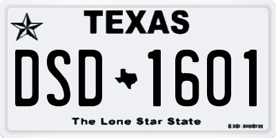 TX license plate DSD1601