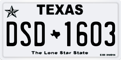 TX license plate DSD1603