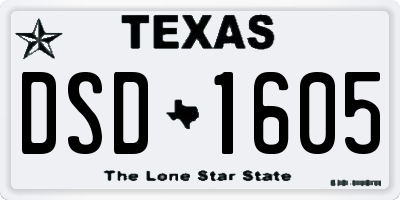 TX license plate DSD1605