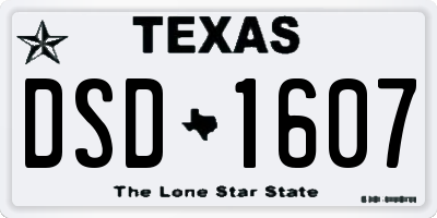 TX license plate DSD1607