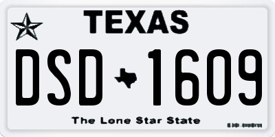TX license plate DSD1609