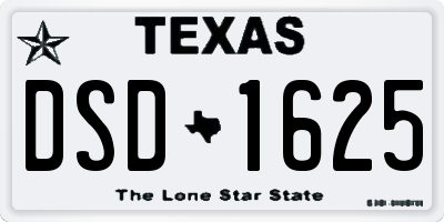 TX license plate DSD1625