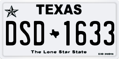TX license plate DSD1633