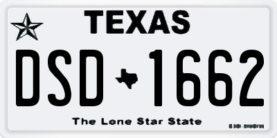 TX license plate DSD1662