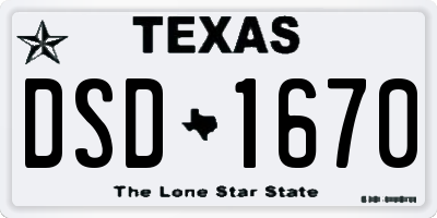 TX license plate DSD1670
