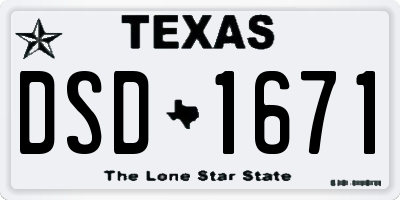 TX license plate DSD1671