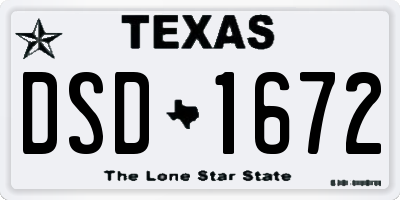 TX license plate DSD1672