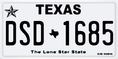 TX license plate DSD1685