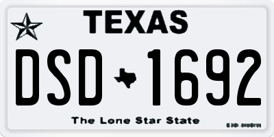 TX license plate DSD1692